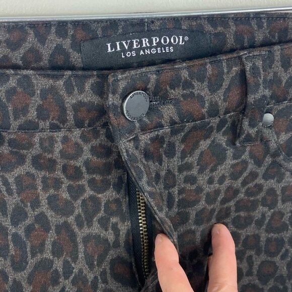 Nordstrom Liverpool Madonna Knit Cheetah Print Legging Brown Boho Size 8 or 29 - Picture 6 of 11